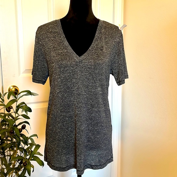 Rag and Bone V Neck Short Sleeve Tee Dark Heather Gray EUC Sz L - Picture 2 of 7